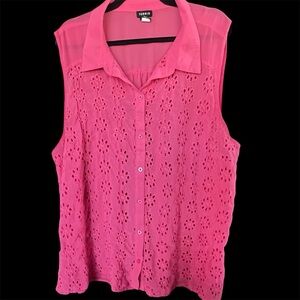 Torrid Pink Sleeveless Polo Collar Blouse